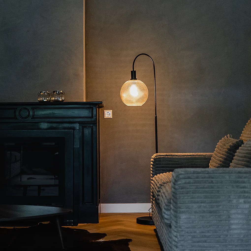 Дизайнерски подов аплик черен с опушено стъкло - Chico