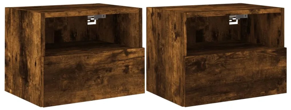 836849 vidaXL Стенни ТВ шкафове 2 бр опушен дъб 40x30x30 см инженерно дърво