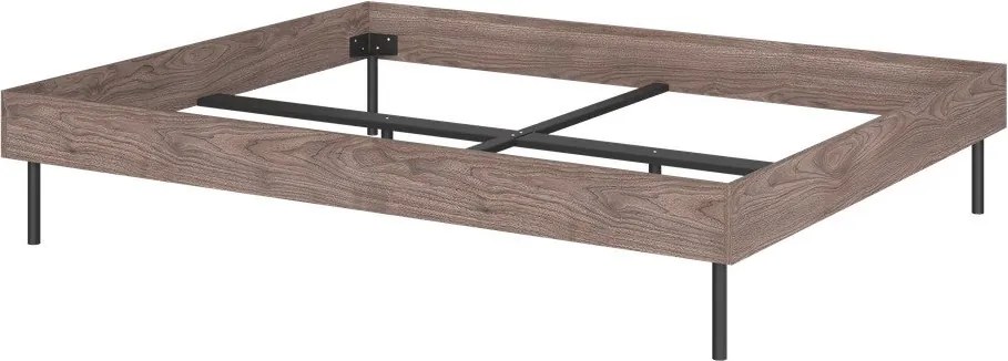 Двойно легло 180x200 cm ПДЧ от декор от орех без табла с включена подматрачна рамка в тъмно естествен цвят Streiko – noo.ma