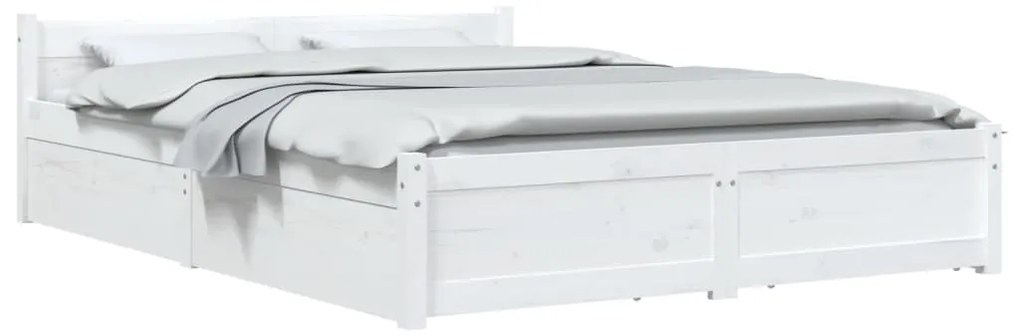Рамка за легло с чекмеджета Bruno, бяла, 150x200 см, King Size