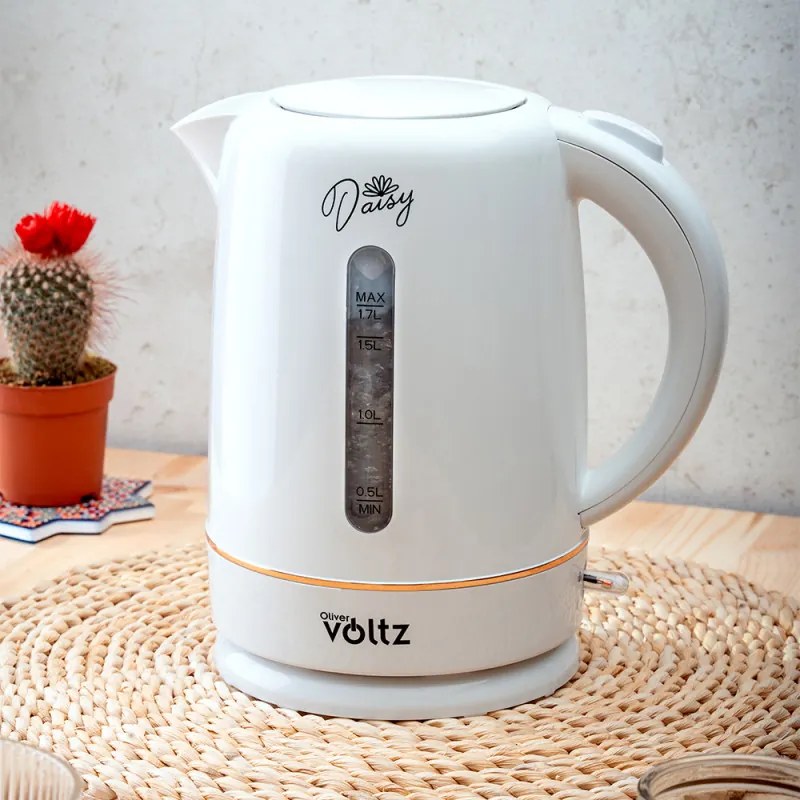 Електрическа кана Oliver Voltz Daisy OV51230W, 2200W, 1.7 л, Автоматично изключване, Бял
