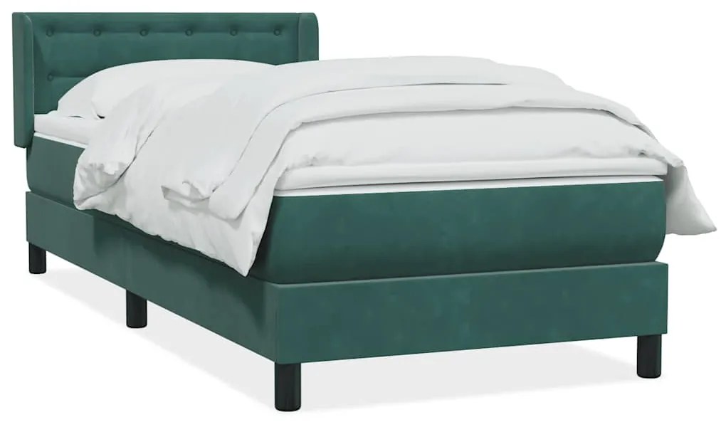 3318480 vidaXL Box Spring легло с матрак Тъмнозелено 90x220 cm Кадифе