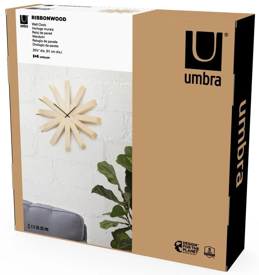 Стенен часовник ø 51 cm Ribbonwood – Umbra