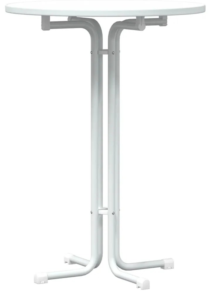 4008304 vidaXL Бар маса, бяла, Ø80x110 см, инженерно дърво и стомана