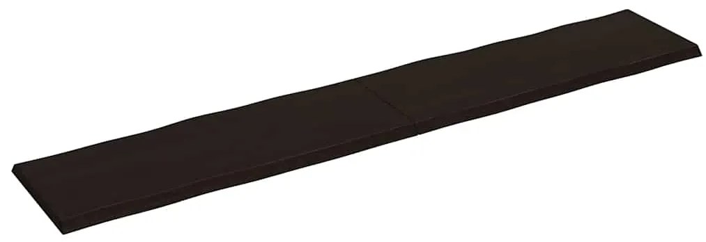 364052 vidaXL Плот за маса тъмнокафяв 220x40x(2-4) см обработен масивен дъб