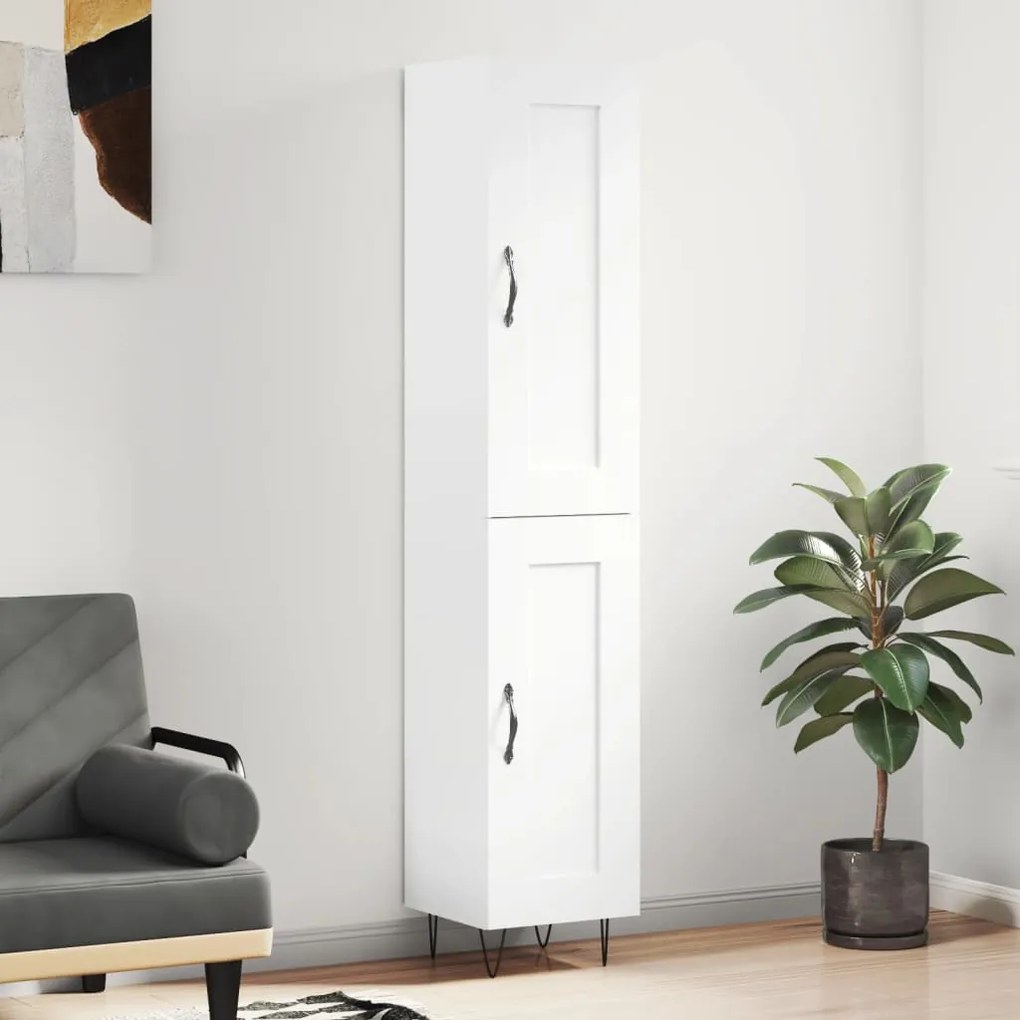 3200481 vidaXL Висок шкаф, бял, 34,5x34x180 см, инженерно дърво