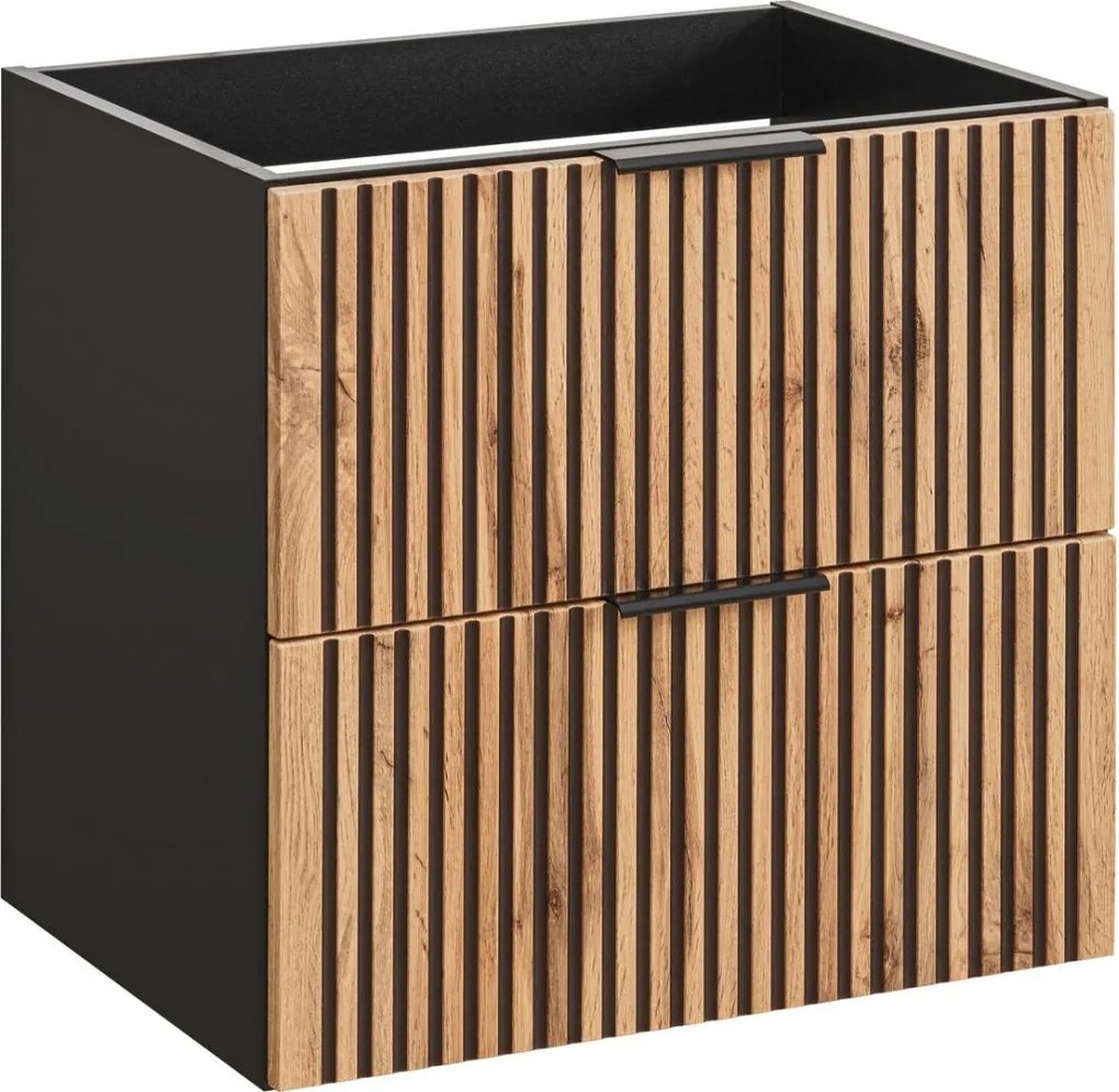 COMAD XILO BLACK WOTAN 82-60-D-2S- Шкаф за баня под мивка XILO, черно/дъб