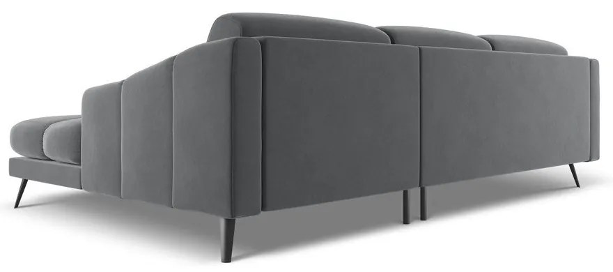 Сив кадифен ъглов диван (десен ъгъл) Nalu – Makamii