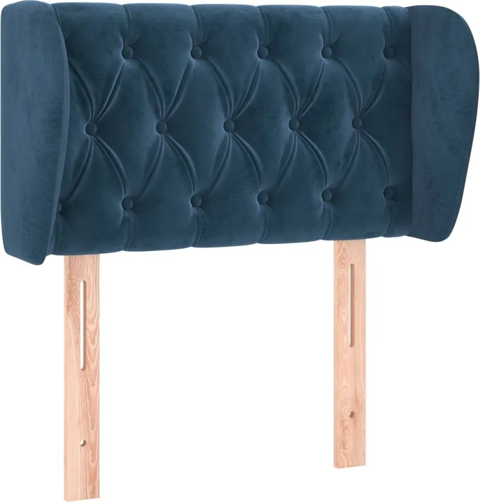 3117514 vidaXL Горна табла за легло с уши, тъмносиня, 83x23x78/88 см, кадифе
