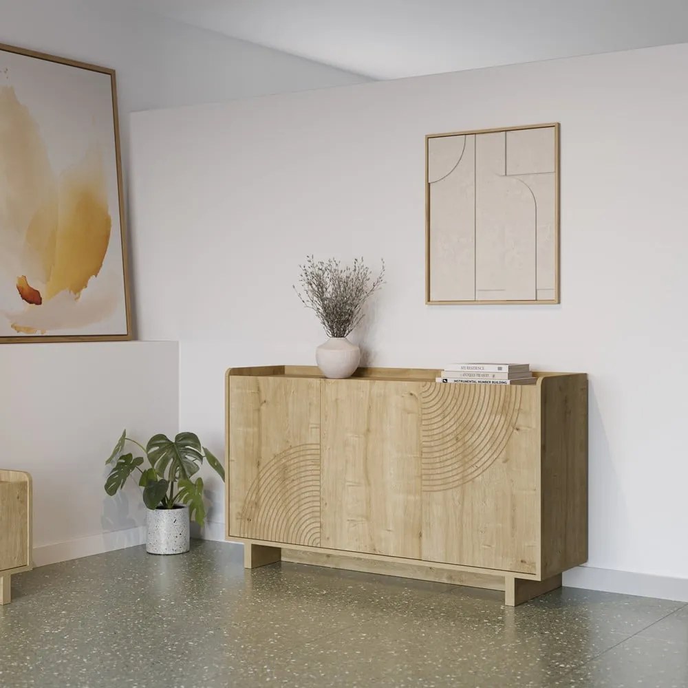 Скрин от дъбов декор в естествен цвят 140x80x40 cm Daira – Marckeric