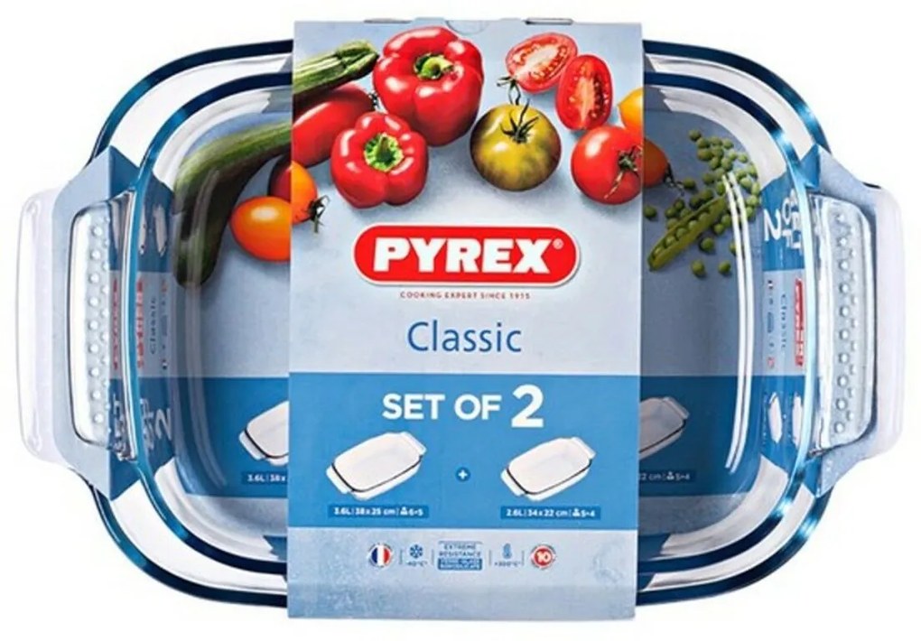 Комплект Блюда за Фурна Pyrex Classic Прозрачен Cтъкло (2 pcs)