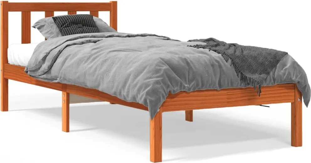844802 vidaXL Рамка за легло без матрак, восъчнокафяв, 90x190 см, бор масив