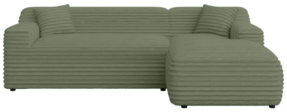 Зелен ъглов диван от рипсено кадифе (десен ъгъл) Martin – Ropez