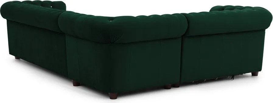 Зелен кадифен разтегателен ъглов диван (ляв ъгъл L форма) York Blik – Ropez