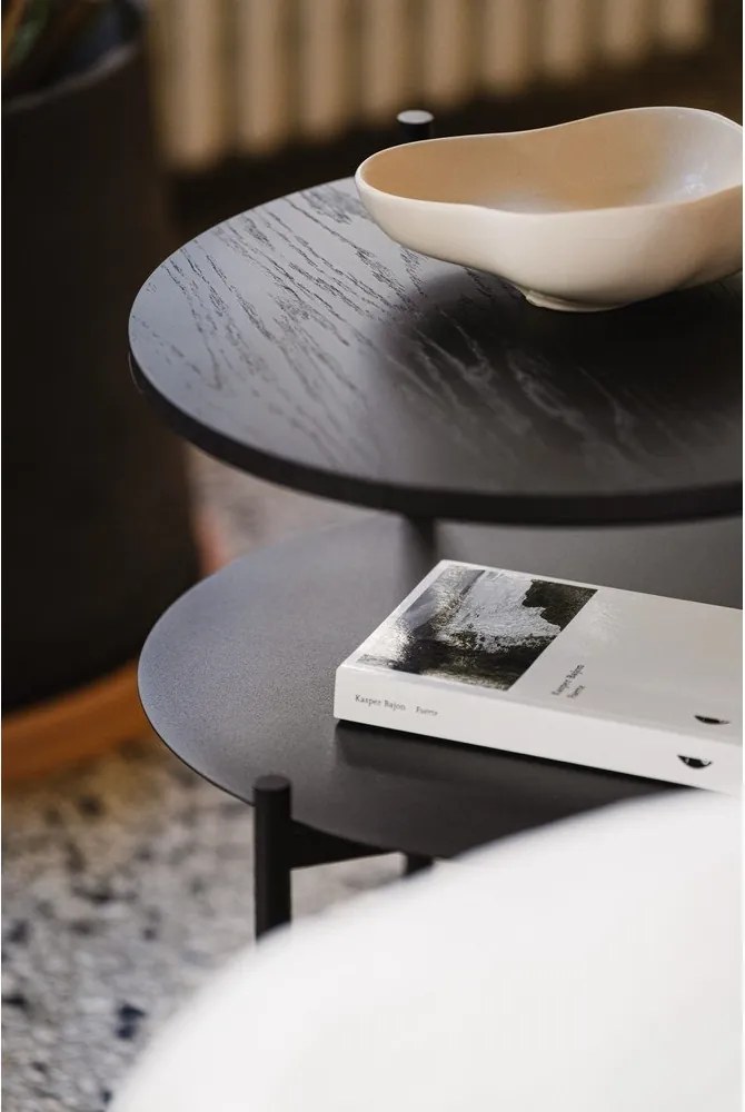 Черно нощно шкафче с дъбов плот Tu – noo.ma