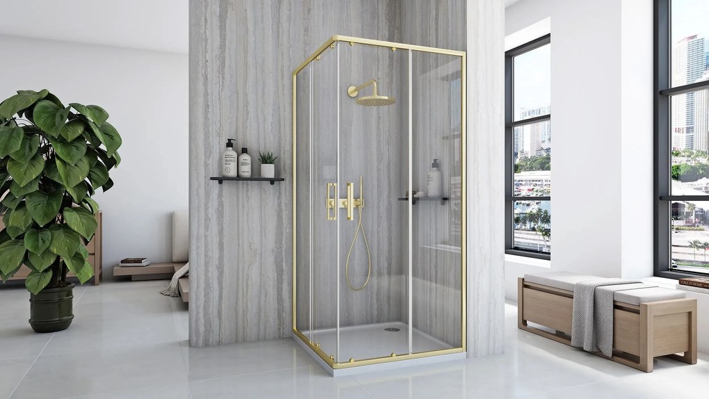 Душ кабина Rea City 80x100 Brush Gold