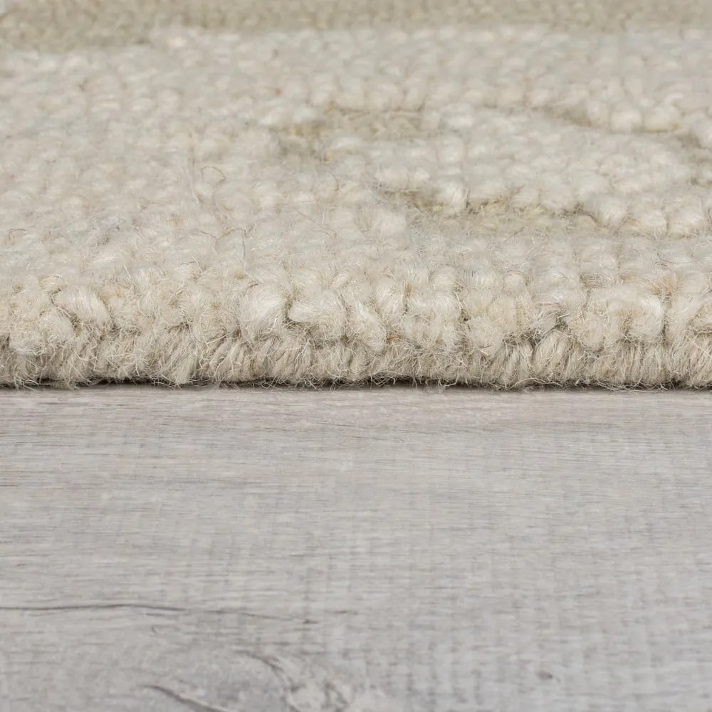 Бежов ръчно изработен вълнен килим 200x290 cm Dion Ikat – Flair Rugs