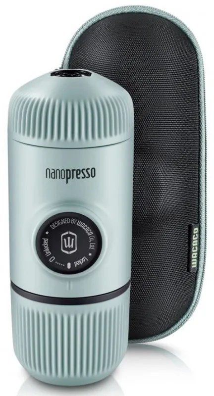 Преносима еспресо машина Wacaco Nanopresso Arctic Blue, 18bar, 80 мл, За мляно кафе, Без необходимост от зареждане и батерии, Калъфче, Арктическо синьо