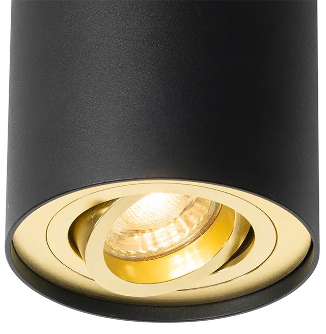 Таванен прожектор черен със злато въртящ се и наклонен - Rondoo up
