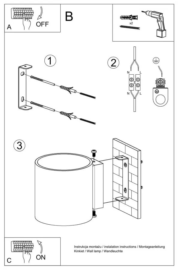 Бяла стенна лампа ø 10 cm Gino – Sollux