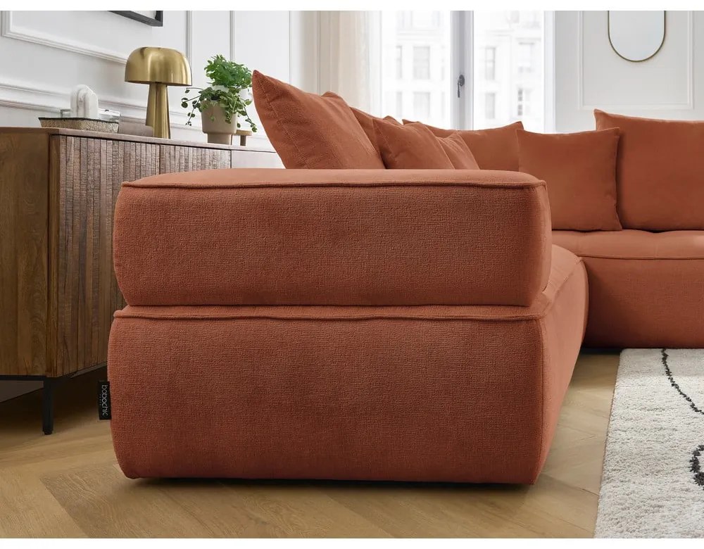 Теракотен шенилов ъглов диван (десен ъгъл/L форма) Whesley – Bobochic Paris