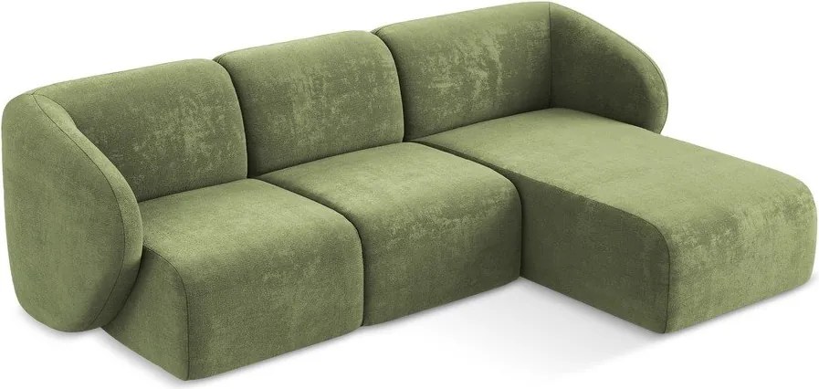 Зелен шенилов ъглов диван (десен ъгъл) Lani – Makamii