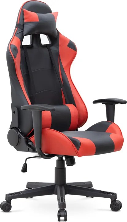 Офис игрално столче Alonso от PU кожа в червен - черен цвят 67x70x125/135см.