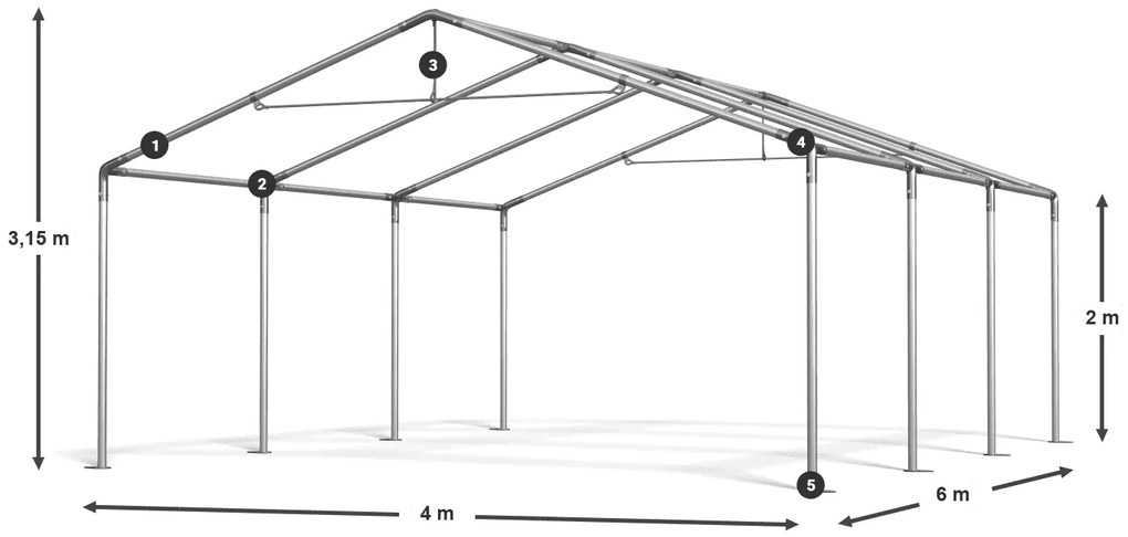Навес за съхранение/гараж 4x6x2m Comfort PE 240g