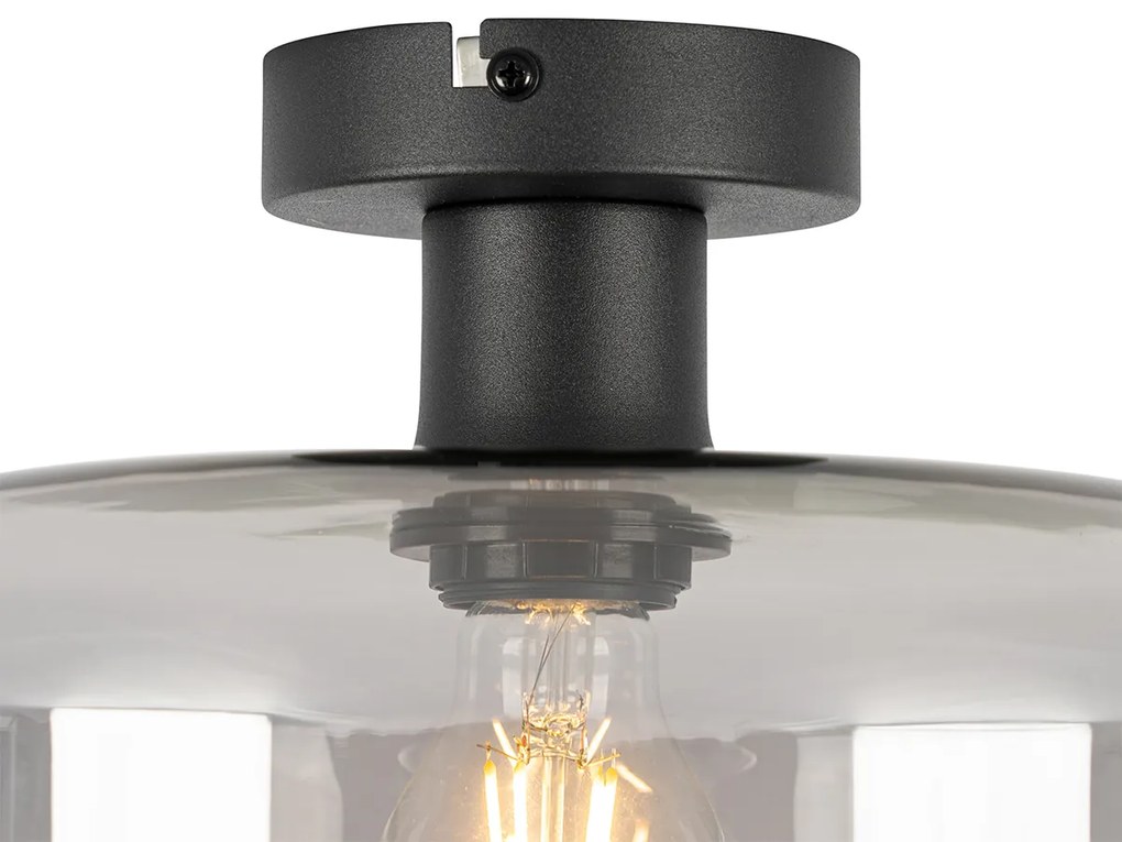 Таванна лампа в стил Арт Деко черна с димно стъкло - Bizle