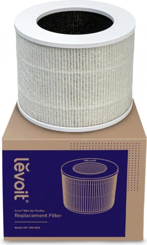 Резервен филтър за пречиствател на въздух Levoit Core Mini, 1 бр, 3 степенна филтрация, HEPA, Бял