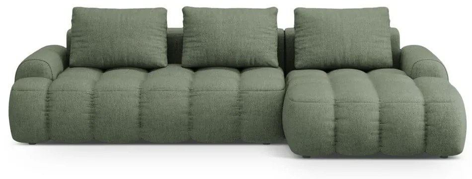 Зелен сгъваем/с място за съхранение ъглов диван (десен ъгъл) Linz – Cosmopolitan Design