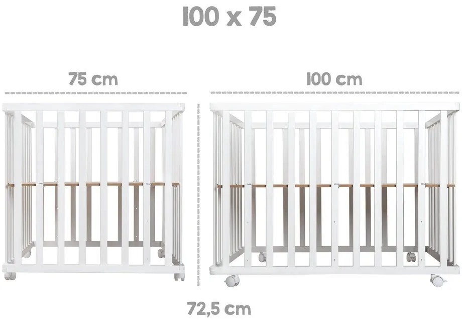 Бяла кошара за игра 100x75 cm на колелца Style – Roba