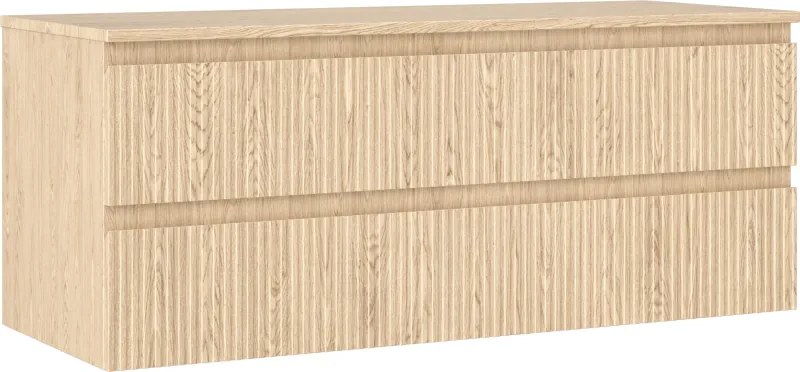 Mexen Rivel шкаф за баня под мивка 120 см с плот, 2 чекмеджета, гофриран, дъб - 91A20-12047-2-BFFC81