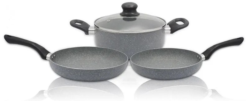 Комплект тигани и тенджера SAPIR Marble Cook SP 1318 CS4B, 4 части, Мраморно покритие, Сив