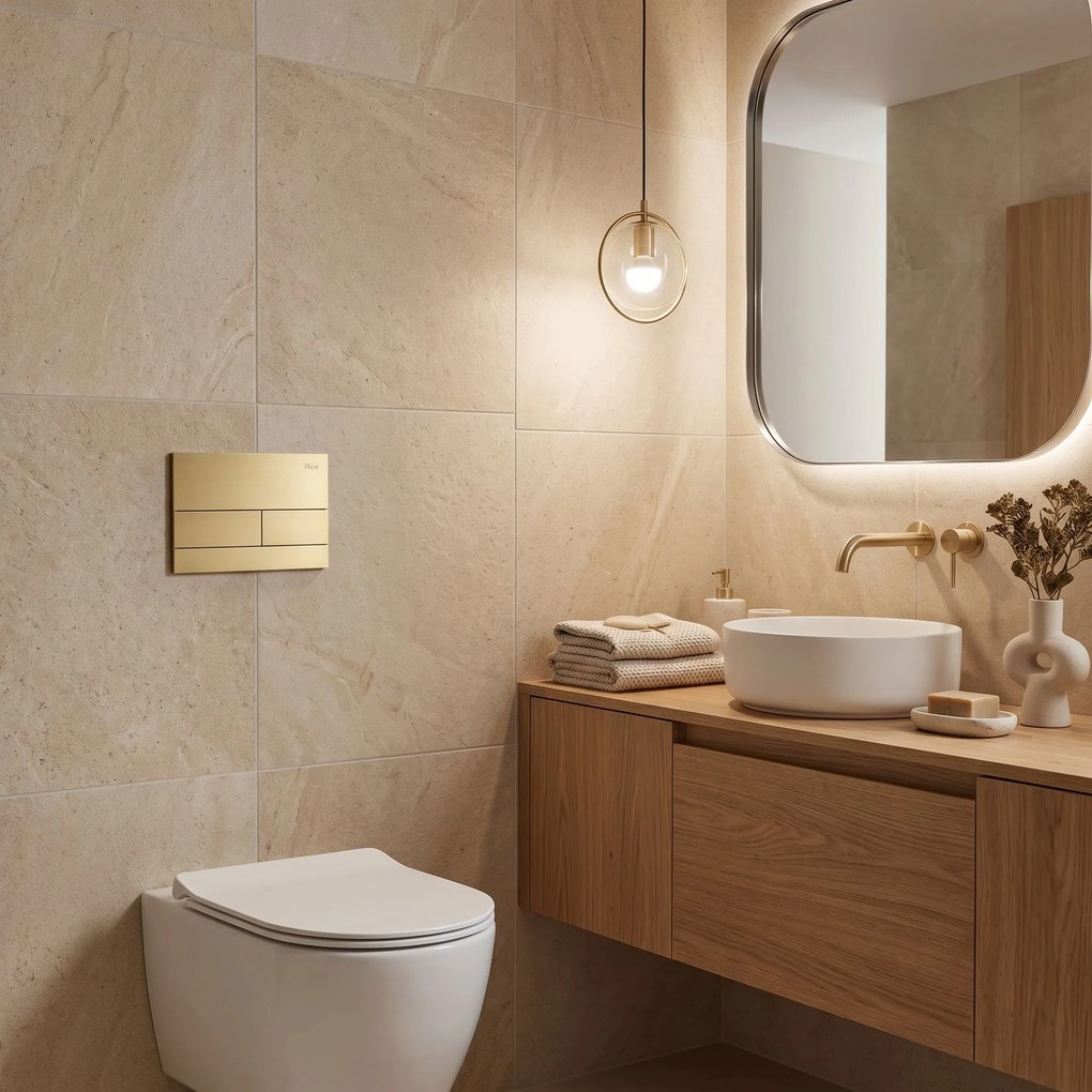 Комплект Структура за Вграждане за WC Slim 024N с Бутон T Brush Gold