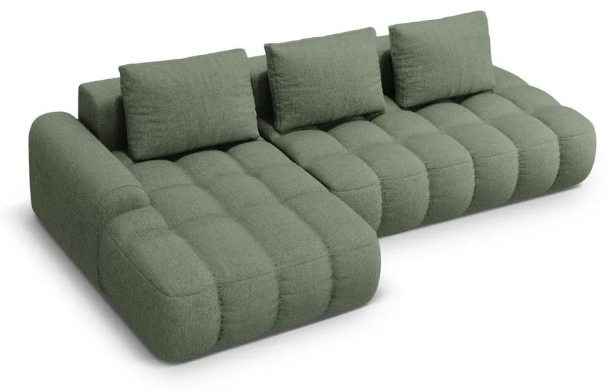 Зелен сгъваем/с място за съхранение ъглов диван (ляв ъгъл) Linz – Cosmopolitan Design