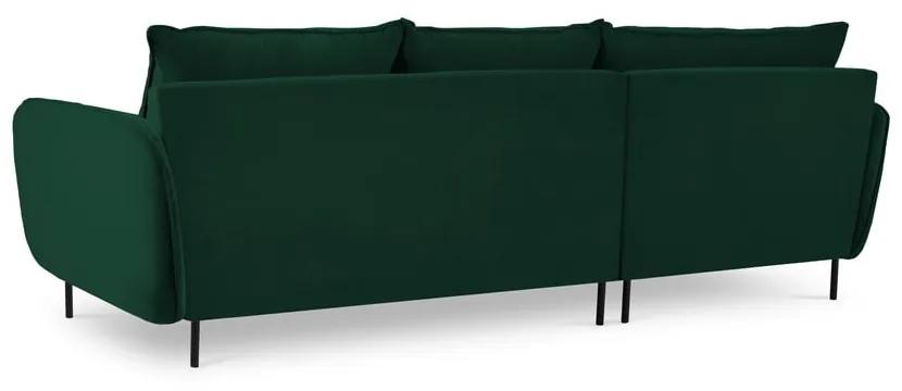 Тъмнозелен ъглов диван от кадифе (ляв ъгъл) Vienna - Cosmopolitan Design