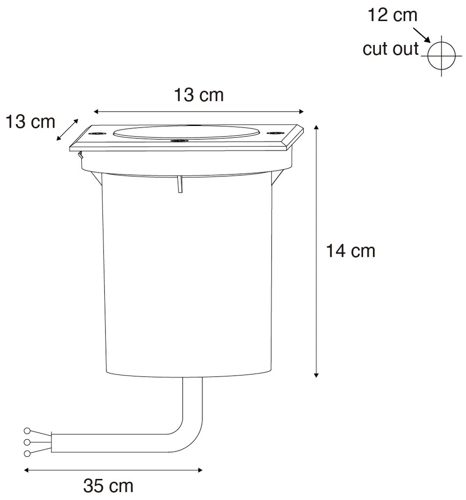 Външен прожектор за земя черен квадратен регулируем IP65 - Delux