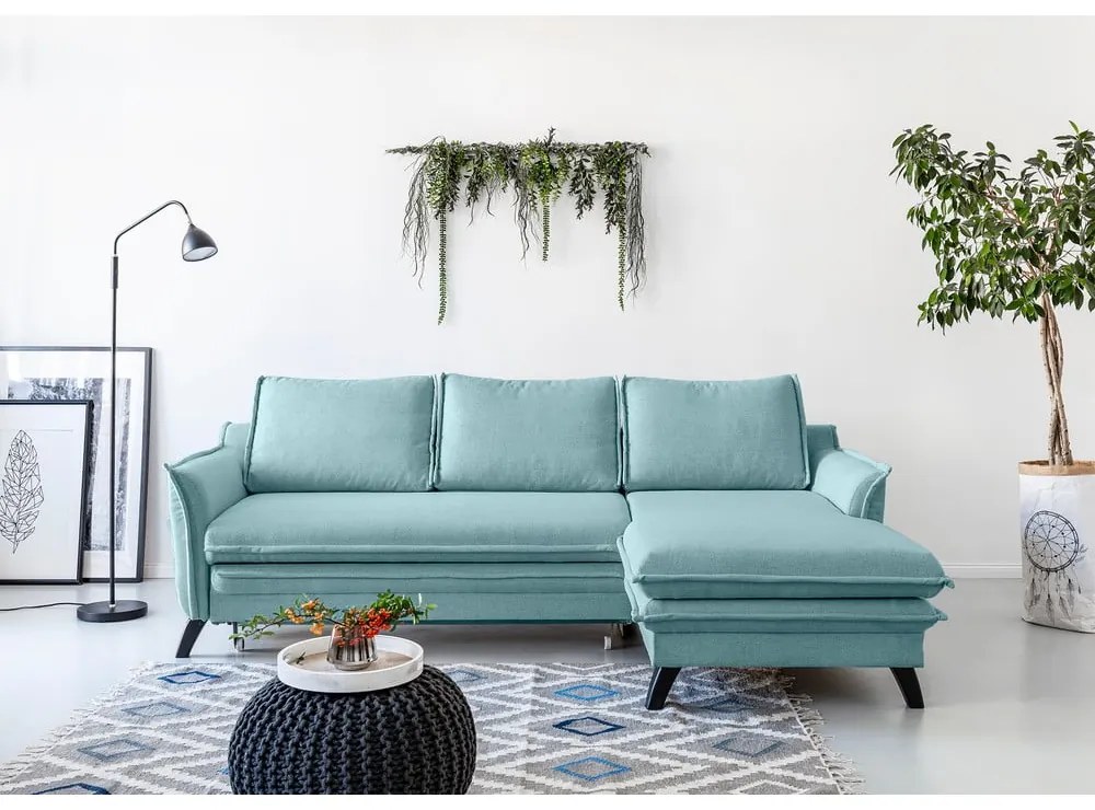 Светлосин ъгъл на разтегателен диван, десен ъгъл Charming Charlie - Miuform