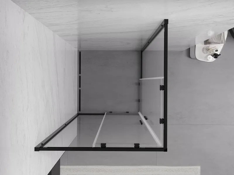 Mexen Exo квадратна плъзгаща се душ кабина 90 x 90 см, прозрачна, черна - 8111-090-090-70-00