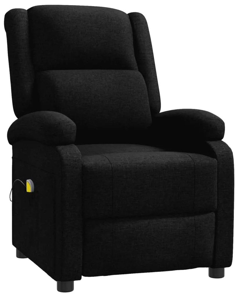 342429 vidaXL Wingback масажен стол, черен, текстил