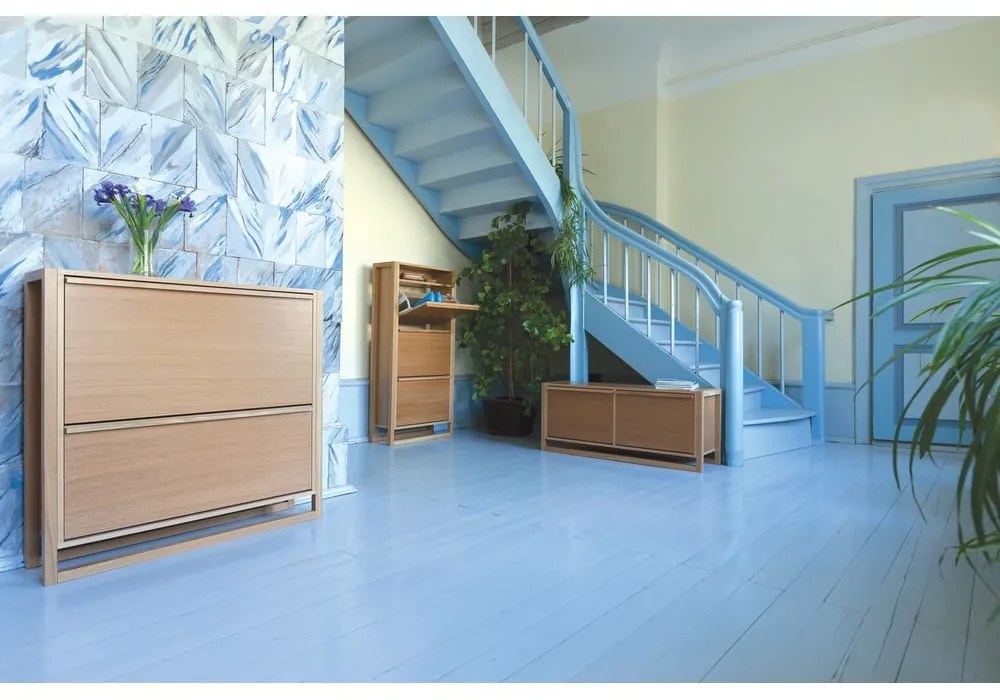 Накланяща се стойка за обувки от декор от дъб естествена NewEst – Woodman