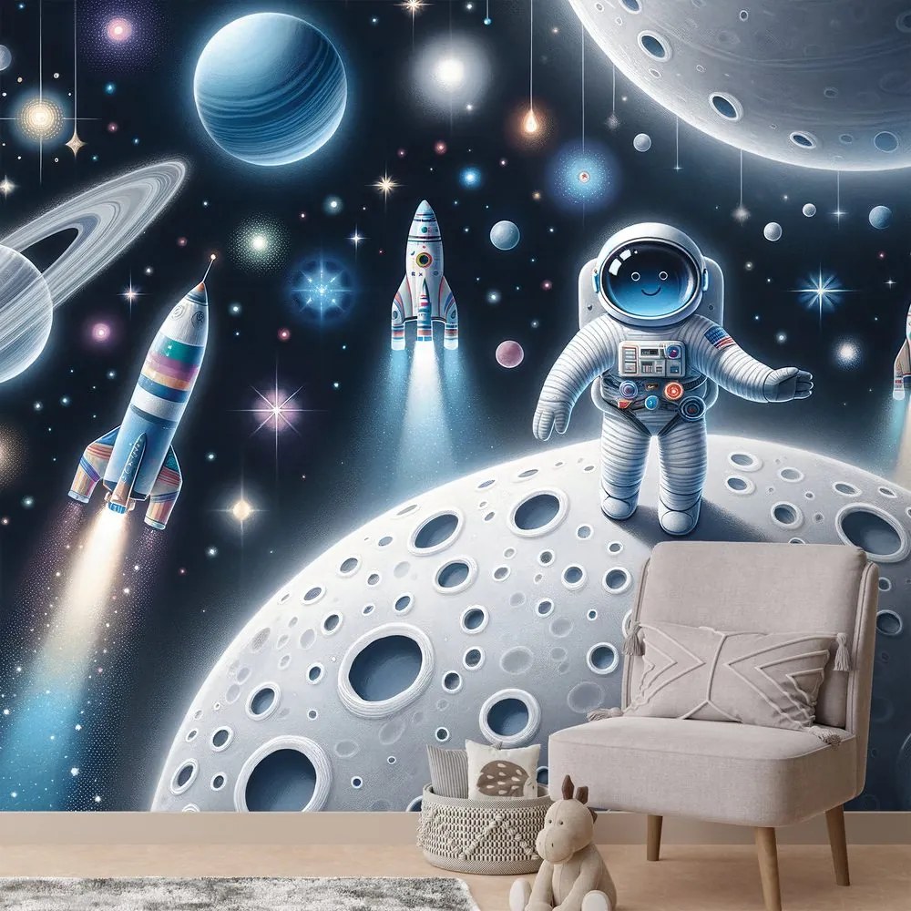 Самозалепващ тапет – Детска вселена с астронавти