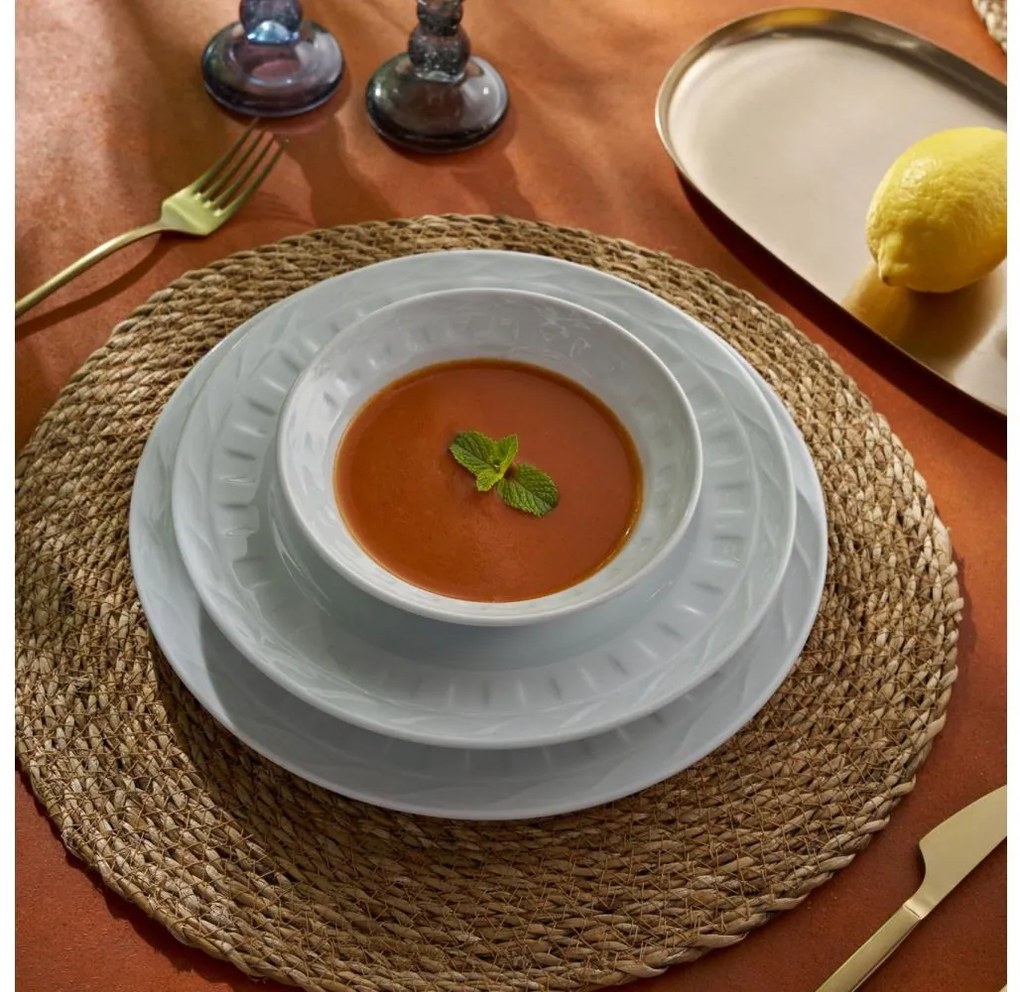 Комплект за хранене, 18 части, бял порцелан