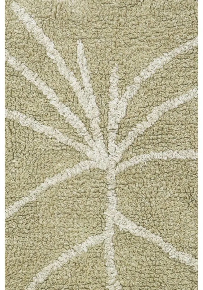 Ръчно изработен памучен детски килим подходящ за пране в цвят каки 75x100 cm Mini Monstera Olive – Lorena Canals