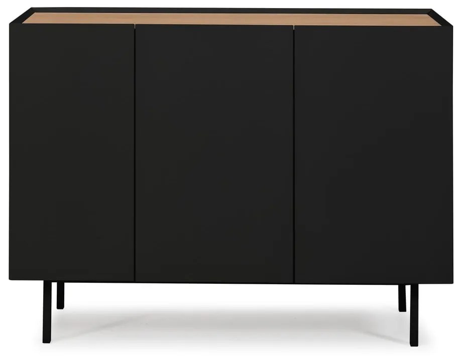 Черен/естествен нисък скрин от декор от дъб 110x85 cm Arista – Teulat