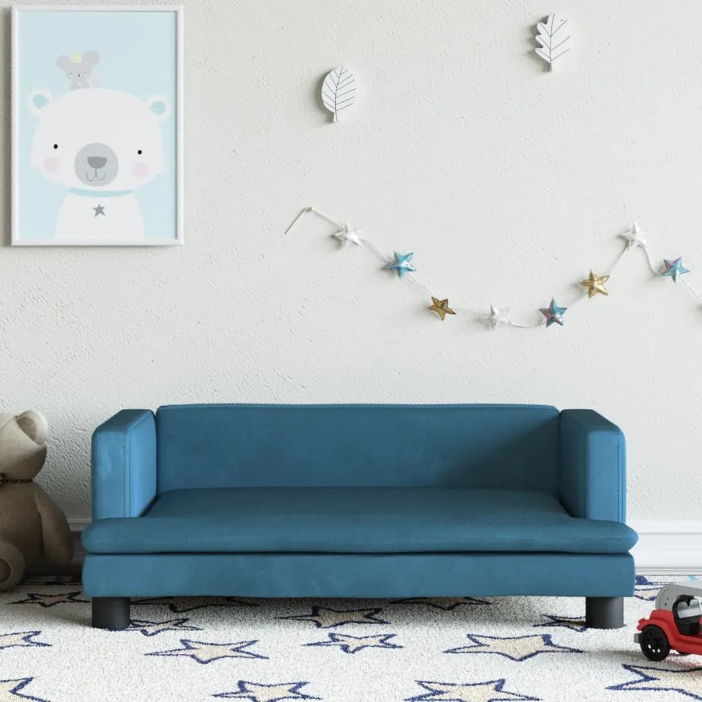 3196305 vidaXL Детски диван, синьо, 80x45x30 см, кадифе