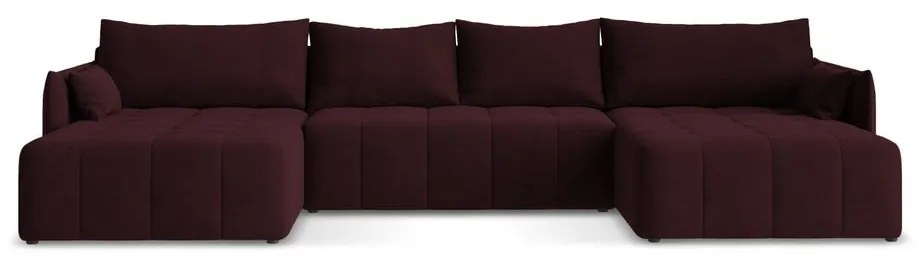 Бордо разтегателен ъглов диван с място за съхранение (U форма) Moku – Makamii