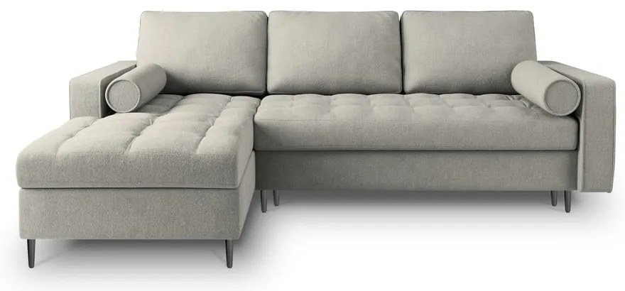 Светлосив ъглов разтегателен диван , ляв ъгъл Santo - Milo Casa