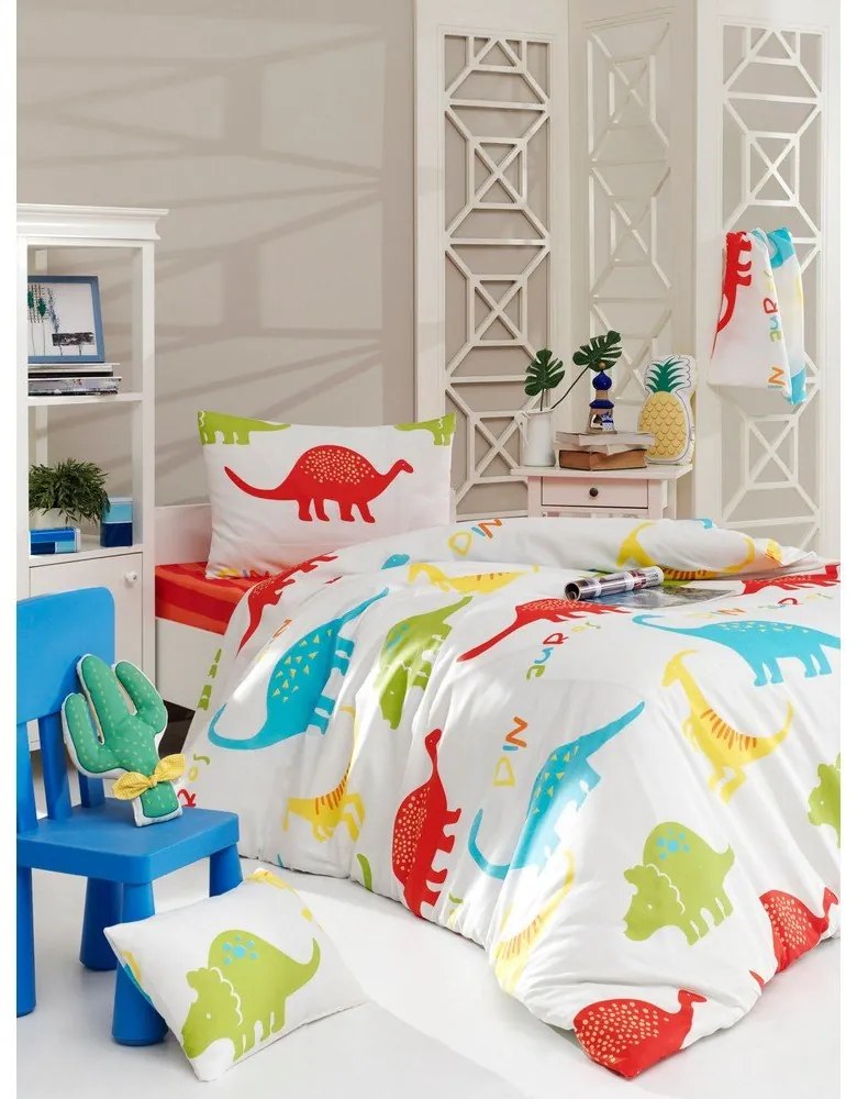 Бяло единично детско спално бельо 140x200 cm Dinazorus – Mijolnir